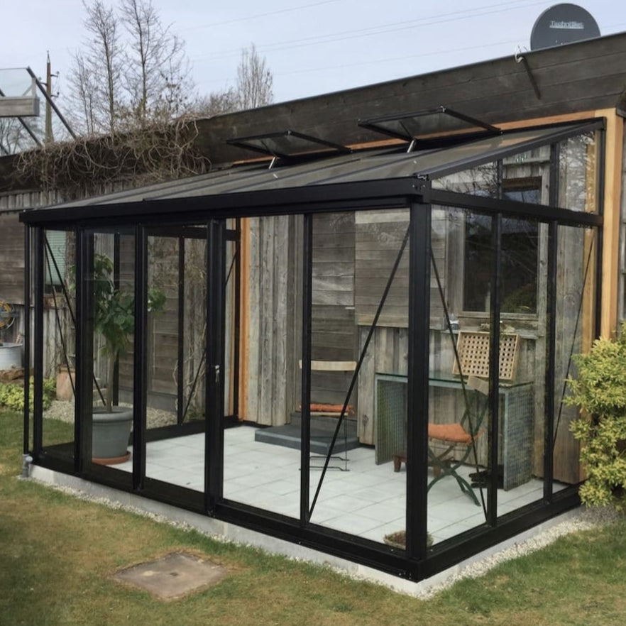Janssens | Arcadia Lean-To Glass Greenhouse/Sunroom with 4mm Tempered Glass Glazing