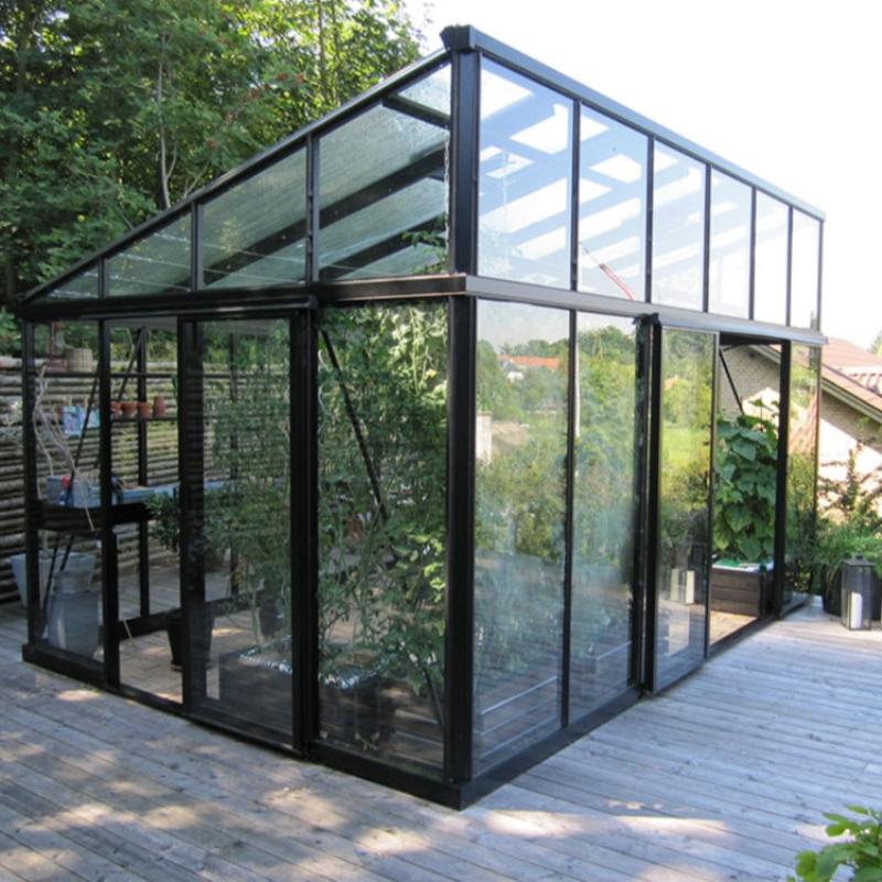 Janssens | Modern Pent Roof Glass Greenhouse Kit With 4mm Tempered Glass Glazing