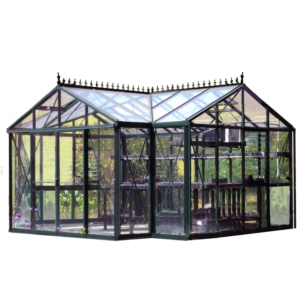 Janssens | 13x16x9 ft Royal Orangerie Glass Greenhouse Kit With 4mm Tempered Glass Glazing