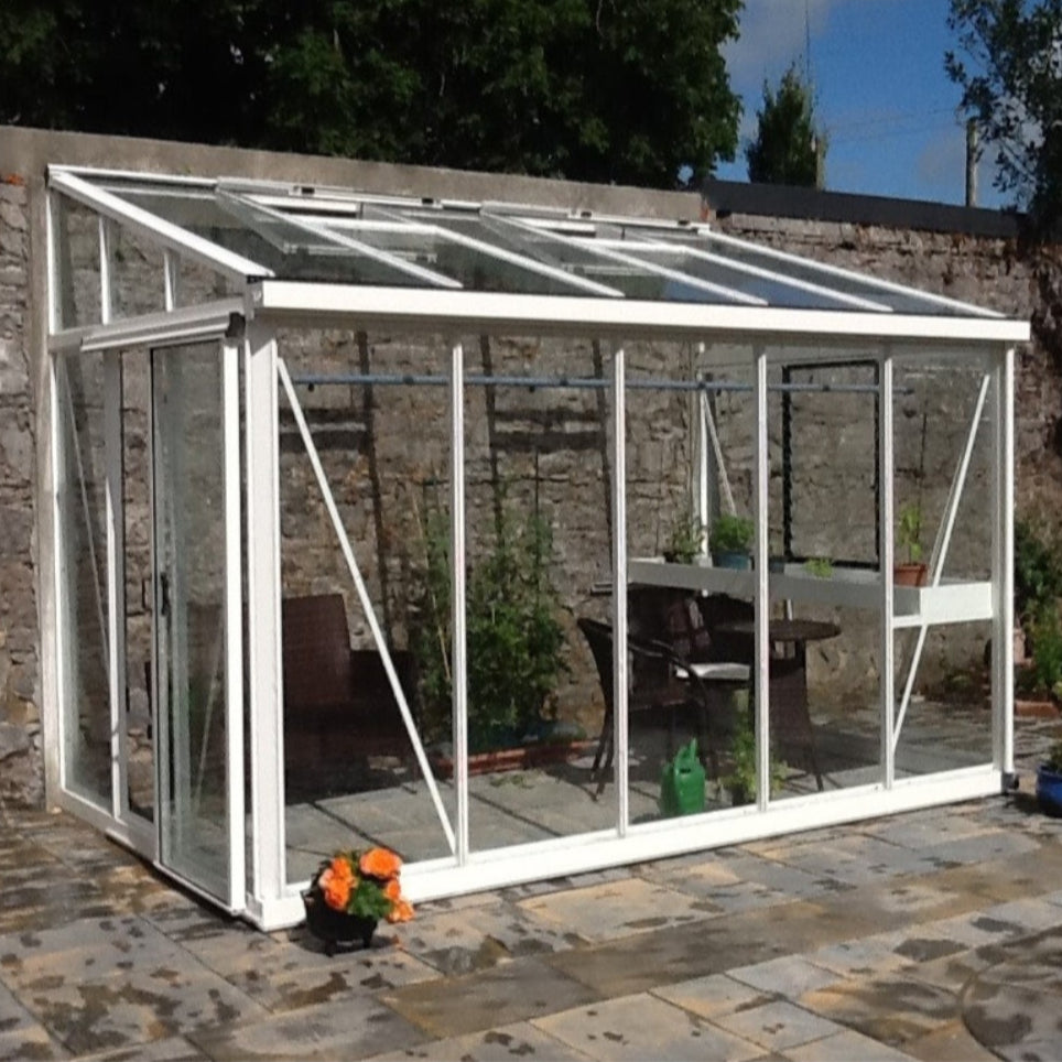 Janssens | Arcadia Lean-To Glass Greenhouse/Sunroom with 4mm Tempered Glass Glazing