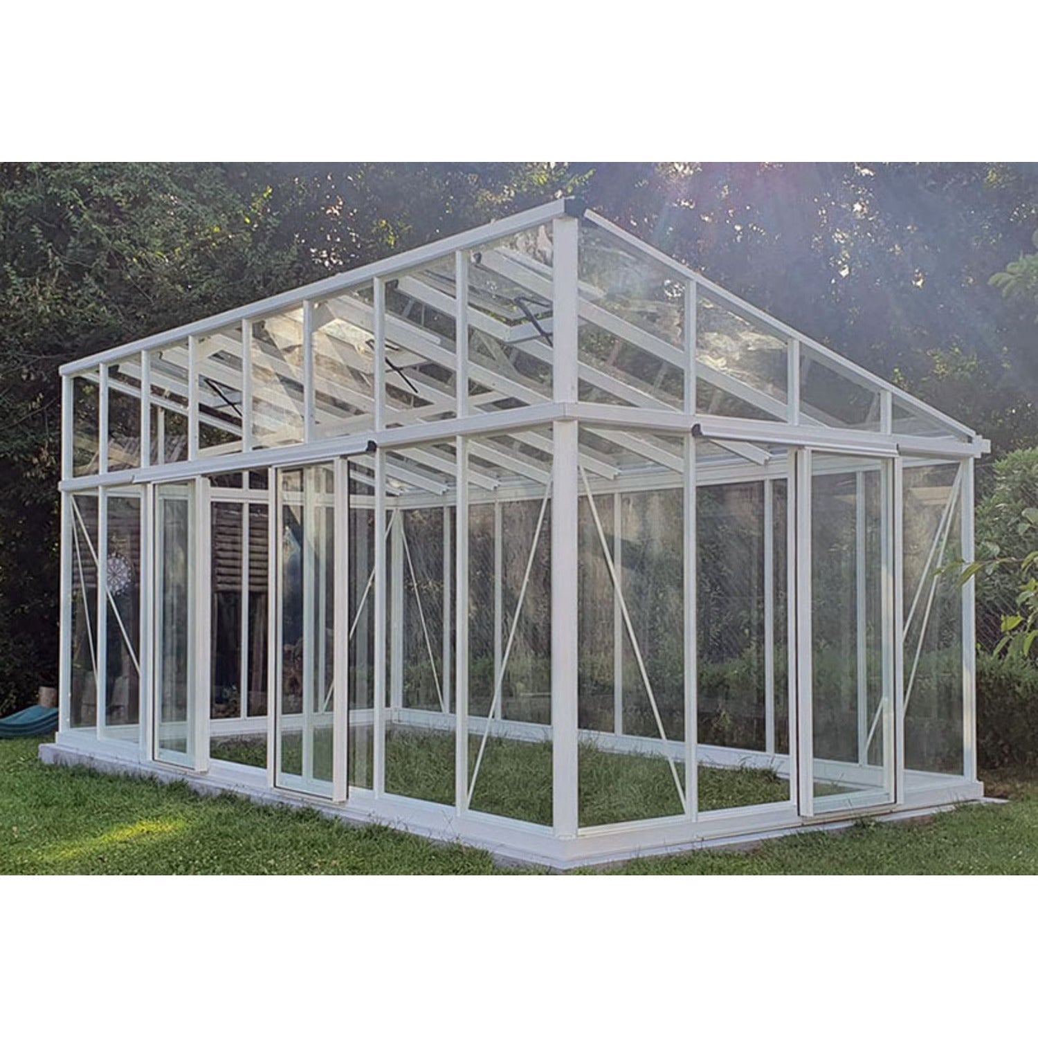 Janssens | Modern Pent Roof Glass Greenhouse Kit With 4mm Tempered Glass Glazing