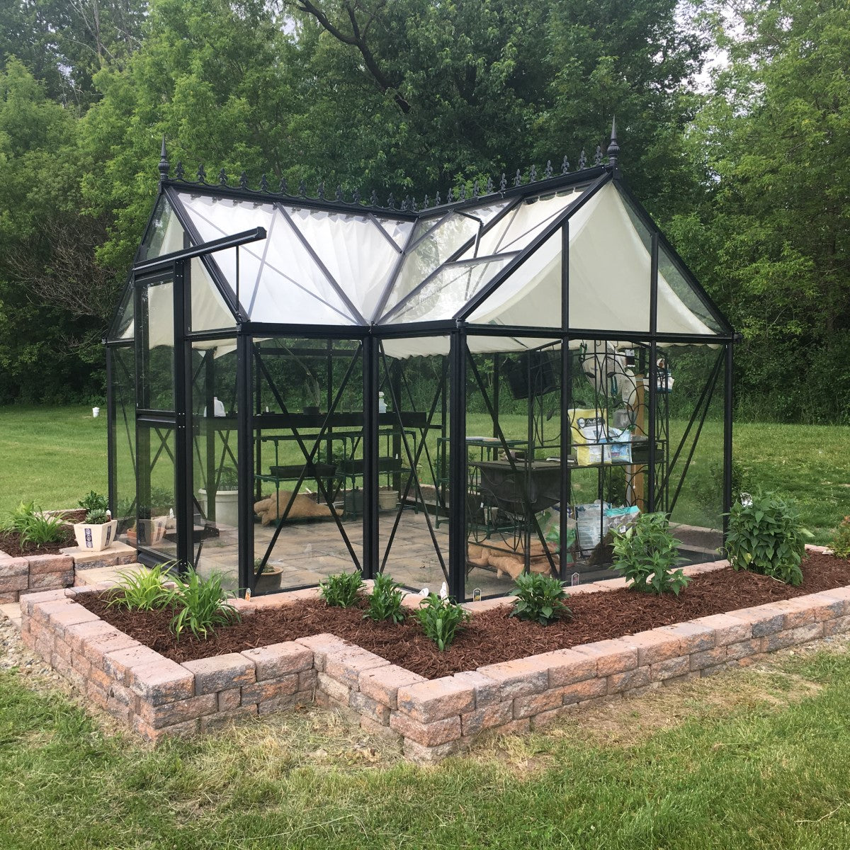 Janssens | 10x13x8 ft Junior Orangerie Glass Greenhouse Kit With 4mm Tempered Glass Glazing