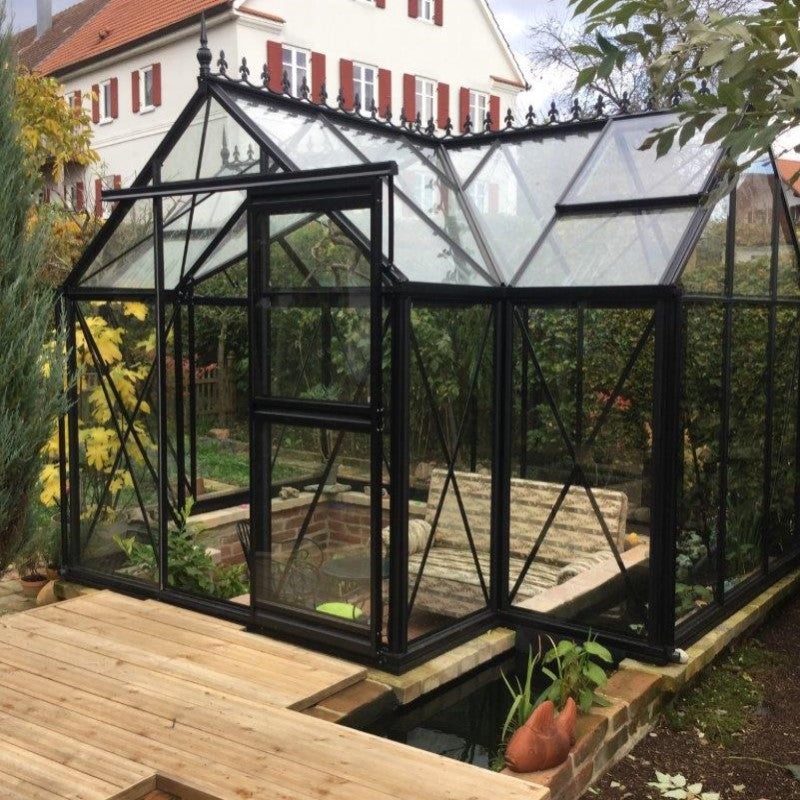 Janssens | 10x13x8 ft Junior Orangerie Glass Greenhouse Kit With 4mm Tempered Glass Glazing