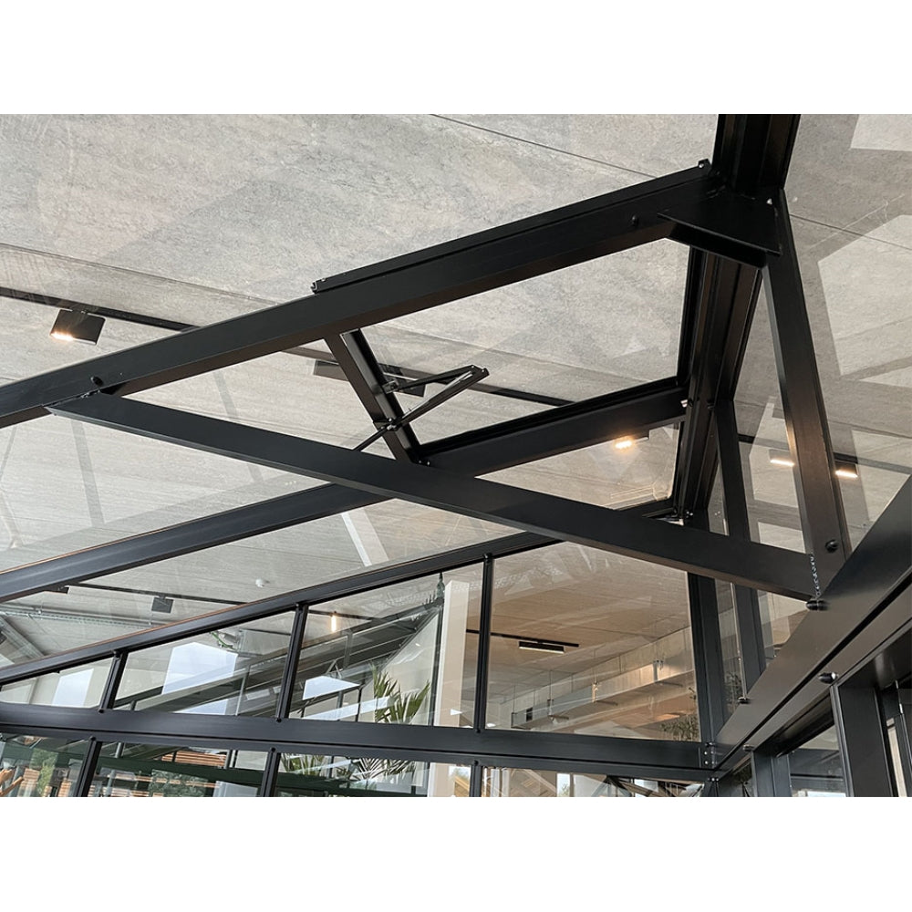 Janssens | 8x10x6.5 ft Modern M23 Pent Roof Glass Greenhouse Kit With 4mm Tempered Glass Glazing