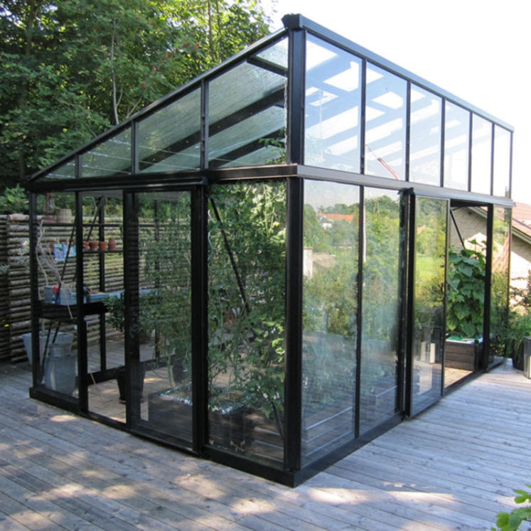Janssens | 8x10x6.5 ft Modern M23 Pent Roof Glass Greenhouse Kit With 4mm Tempered Glass Glazing