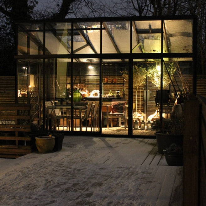 Janssens | 8x10x6.5 ft Modern M23 Pent Roof Glass Greenhouse Kit With 4mm Tempered Glass Glazing