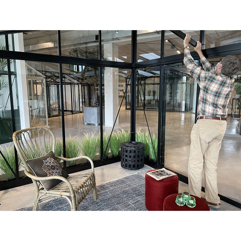 Janssens | 8x10x6.5 ft Modern M23 Pent Roof Glass Greenhouse Kit With 4mm Tempered Glass Glazing