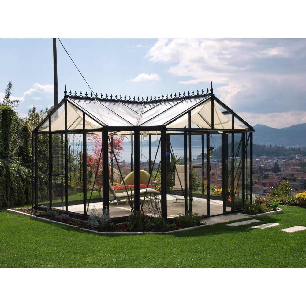 Janssens | 13x16x9 ft Royal Orangerie Glass Greenhouse Kit With 4mm Tempered Glass Glazing