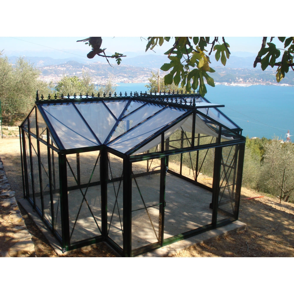 Janssens | 13x16x9 ft Royal Orangerie Glass Greenhouse Kit With 4mm Tempered Glass Glazing