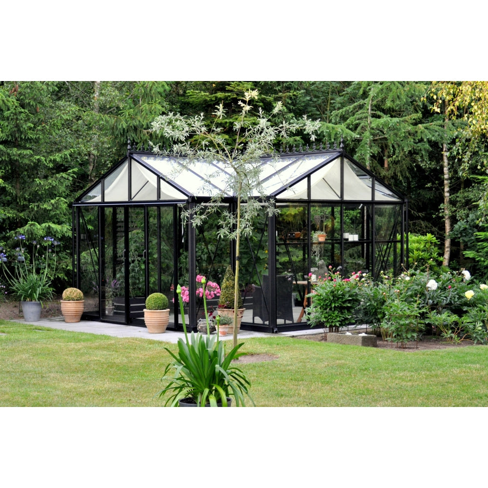 Janssens | 13x16x9 ft Royal Orangerie Glass Greenhouse Kit With 4mm Tempered Glass Glazing